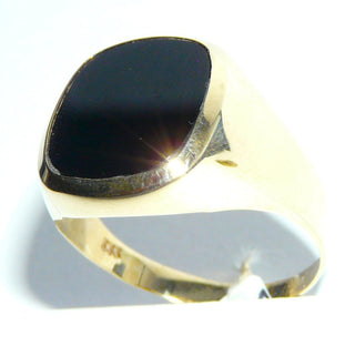 Einzelstück, Onyx-Ring, klassischer Herrenring, Siegelring aus 333 Gelbgold, poliert mit einer quadratischen Onyx-Platte mit abgerundeten Ecken, Ringweite 67 -	Herrenschmuck in Gold & Silber nur bei www.danilogold-shop.de