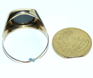 Einzelstück, Onyx-Ring, klassischer Herrenring, Siegelring aus 333 Gelbgold, poliert mit einer quadratischen Onyx-Platte mit abgerundeten Ecken, Ringweite 67 -	Herrenschmuck in Gold & Silber nur bei www.danilogold-shop.de