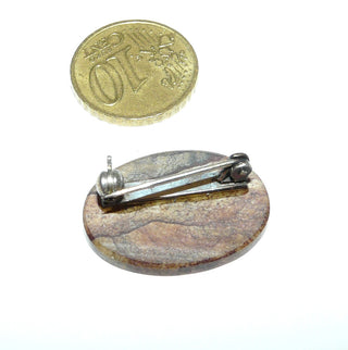Natürliches Einzelstück, rotbraune Landschaftsjaspis-Brosche, 925 Silber Broschierung, wunderschöne Wüstenlandschaft, ein Unikat von der Natur geschaffen, Kugelsicherung -	Handgefertigtes Unikat! Nur im Onlineshop von Juwelier & Goldschmiede Danilo!