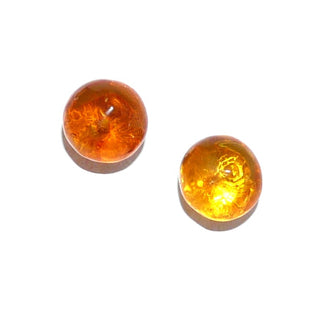 runde Einzelstücke, Bernsteinohrstecker, eine Mariage aus modernen 925 Silber Perlschalen & transparente, fast klare Honigbernsteinen, abgerundete Sternschliffe von 13,5mm, Spitzkugeln, Art Deco1920 - Goldschmiede Danilo