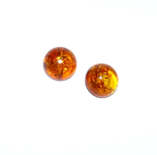 Schlichte Einzelstücke, runde Bernsteinohrstecker mit Silber-Perlschale, transparente Honigbernsteine Durchmesser 16mm, Cabochons mit schönen Einschlüssen - Goldschmiede Danilo