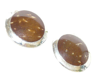 Einzelstücke, Ohrstecker "Coconut" aus 925 Silber mit einem Durchmesser von 14 mm, ein breiterer, polierter Silberrand umschließt das als Cabochons geschliffene dunkelbraune Kokosnuß-Holz mit schöner Maserung -	Nur erhältlich im Onlineshop von Juwelier & Goldschmiede Danilo!