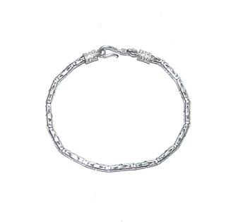 rundes Einzelstück, Königskordel-Armband, auch als Herrenarmband aus massiv 925 Silber, liegt eher wie ein Armreifen, poliert, 20,5 cm lang, Durchmesser 3,6 mm, verzierte Endkappen, Hakenverschluß - Goldschmiede Danilo