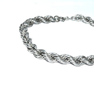 Retro Einzelstück, rundes Vintage-Armband im klassischen Kordelmuster aus 835 Silber, poliert, 19,5 cm lang, Durchmesser 6 mm, Federring, um 1950  - Vintage-Schmuck nur im Onlineshop von danilogold!  