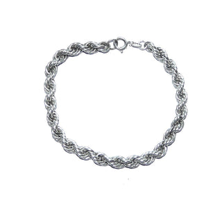 Retro Einzelstück, rundes Vintage-Armband im klassischen Kordelmuster aus 835 Silber, poliert, 19,5 cm lang, Durchmesser 6 mm, Federring, um 1950  - Vintage-Schmuck nur im Onlineshop von danilogold!  