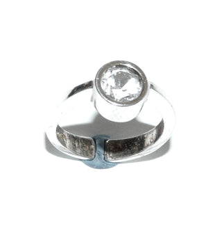 Einzelstück, schlichter Bergkristall-Ring aus 925 Silber mit einem runden, funkelnd facettierten Bergkristall, gehalten in einer geschlossenen Zargenfassung, poliert, Ringweite verstellbar bis ca. Weite 56.  Paßt zu Armschmuck Ar 0065 -	Einzelstücke nur erhältlich bei www.danilogold-shop.de