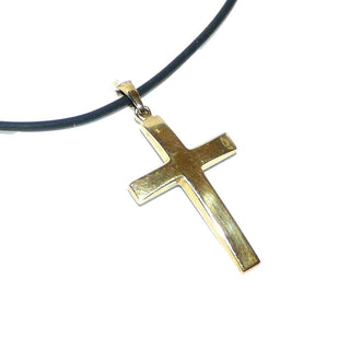 schlichtes Einzelstück, lateinischer Kreuz-Anhänger aus 333 Gold mit geschwungener, glatt polierter Außenfläche, gespannte Oberfläche, Dreieckschlaufe (Lieferung erfolgt ohne Kette)-	Einzelstücke nur erhältlich bei www.danilogold-shop.de