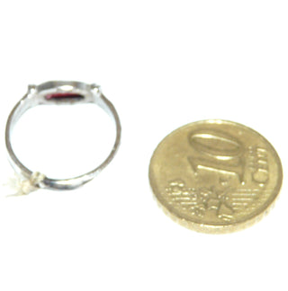 schmales Einzelstück, Vintage-Karneolring aus 925 Silber mit einem flachen, ovalen Karneol in gerader Zarge und Stegen dazwischen, poliert, Ringweite 46,5, um 1970 - Goldschmiede Danilo