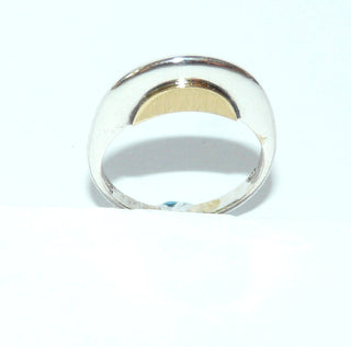 handgefertigtes Einzelstück, schmaler bicolor Unikat-Ring in ungewöhnlicher Ringform aus 925 Silber + einer halbkreisförmigen Belötung in 750 Gelbgold, Ringweite 57,5, poliert + mattiert -	Handgefertigtes Unikat! Nur im Onlineshop von Juwelier & Goldschmiede Danilo!