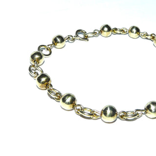 Einzelstück, Vintage-Kugel-Armband, Glieder-Armband aus massivem 800 Silber, zart vergoldet / leicht berieben, Kugeldurchmesser 6 mm, bewegliche Ösenverbindungen, Gesamtlänge 21 cm lang, Federrring, Art Deco um 1930 - Einzelstücke nur erhältlich bei www.danilogold-shop.de