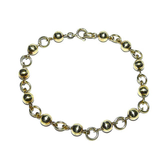 Einzelstück, Vintage-Kugel-Armband, Glieder-Armband aus massivem 800 Silber, zart vergoldet / leicht berieben, Kugeldurchmesser 6 mm, bewegliche Ösenverbindungen, Gesamtlänge 21 cm lang, Federrring, Art Deco um 1930 - Einzelstücke nur erhältlich bei www.danilogold-shop.de