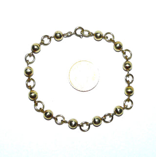 Einzelstück, Vintage-Kugel-Armband, Glieder-Armband aus massivem 800 Silber, zart vergoldet / leicht berieben, Kugeldurchmesser 6 mm, bewegliche Ösenverbindungen, Gesamtlänge 21 cm lang, Federrring, Art Deco um 1930 - Einzelstücke nur erhältlich bei www.danilogold-shop.de