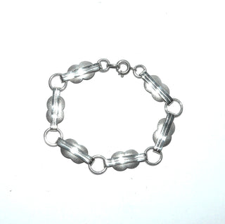 handgefertigtes Einzelstück, Vintage-Glieder-Armband aus massivem 900 Silber, matt + poliert, 19 cm lang, 6 erdnußförmige Elemente mit Ösenverbindungen, skandinavisch inspiriert, Federring, um 1965 - Handgefertigtes Unikat! Nur im Onlineshop von Juwelier & Goldschmiede Danilo!