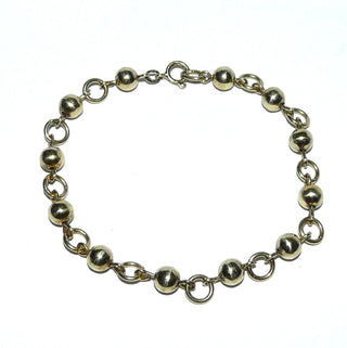 Einzelstück, schmales Vintage-Kugel-Armband, Glieder-Armband aus massivem 800 Silber, zart vergoldet, Kugeldurchmesser 6 mm, bewegliche Ösenverbindungen, Gesamtlänge 21 cm, Federrring, um 1960 -	Einzelstücke nur erhältlich bei www.danilogold-shop.de