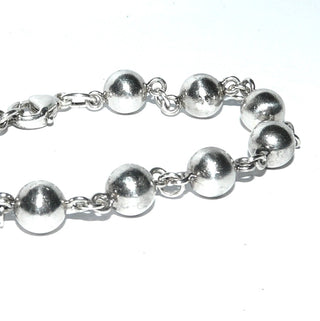 schmales Einzelstück, Vintage-Kugel-Armband, Glieder-Armband aus massiv 835 Silber, Kugeldurchmesser 8 mm, bewegliche Ösenverbindungen, 18 cm lang, Karabinerverschluß, um 1960 -	Einzelstücke nur erhältlich bei www.danilogold-shop.de