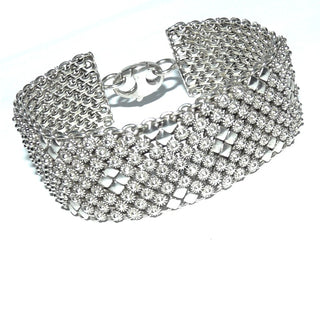 schweres Einzelstück, breites Vintage-Armband, Teppicharmband, liegt fast wie ein Armreif, Glieder-Armband aus massiv 925 Silber, 20 cm lang, Karabinerverschluß, um 1970 -	Vintage-Schmuck nur im Onlineshop von danilogold!