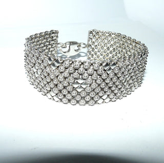 schweres Einzelstück, breites Vintage-Armband, Teppicharmband, liegt fast wie ein Armreif, Glieder-Armband aus massiv 925 Silber, 20 cm lang, Karabinerverschluß, um 1970 -	Vintage-Schmuck nur im Onlineshop von danilogold!