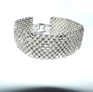 schweres Einzelstück, breites Vintage-Armband, Teppicharmband, liegt fast wie ein Armreif, Glieder-Armband aus massiv 925 Silber, 20 cm lang, Karabinerverschluß, um 1970 - Vintage-Schmuck nur im Onlineshop von danilogold!