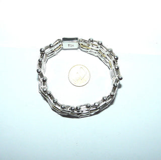 Einzelstück, sehr breites Armband, Statement-Glieder-Armband mit Stiftbewegung, wirkt eher wie ein Armreif aus massivem 925 Silber, für Bicolor-Effekt kombiniert mit Messing, 20 cm lang, Mexico, Kastenschloß -	Unikatschmuck nur erhältlich im Onlineshop von Juwelier & Goldschmiede Danilo! 