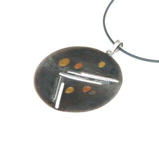 handgefertigtes Einzelstück, sehr großer Anhänger aus massiv 925 Silber mit eingeschweißten Einlagen aus Kupfer, Feingold, Platin, oval mit polierten Kanten + mattiert, Vorderseite geschwärzt, Rückseite helles Silber, beidseitig tragbar, Dreieckschlaufe -	Handgefertigtes Unikat! Nur im Onlineshop von Juwelier & Goldschmiede Danilo!