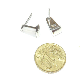 weiße Einzelstücke, Perlmuttohrstecker, trapezförmige Ohrstecker in 925 Silber eingelassen - Goldschmiede Danilo