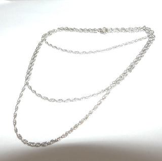 zartes Einzelstück, Vintage-Collierkette, Doppelanker-Muster, zarte Halskette Kordelmuster-Optik aus 835 Silber, 70 cm lang, 1,7 mm breit, Federring, um 1960 - Goldschmiede Danilo