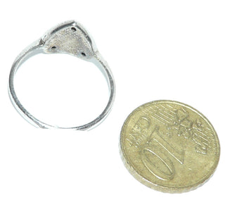 Einzelstück, zarter Perlmutt-Ring "Herzkreis" aus 925 Silber mit einer runden weißen Perlmutt-Scheibe in der Mitte des Herzens direkt in Ringschiene eingelassen, 3 kleine Zirkonia in den Eckpunkten, Ringweite 60 -	Einzelstücke nur erhältlich bei www.danilogold-shop.de