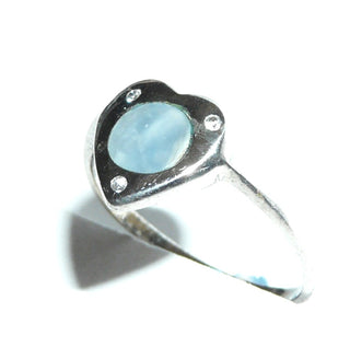 Einzelstück, zarter Perlmutt-Ring "Herzkreis" aus 925 Silber mit einer runden weißen Perlmutt-Scheibe in der Mitte des Herzens direkt in Ringschiene eingelassen, 3 kleine Zirkonia in den Eckpunkten, Ringweite 60 -	Einzelstücke nur erhältlich bei www.danilogold-shop.de