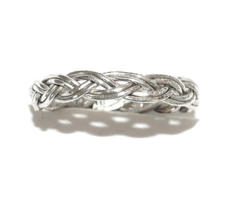 Einzelstück, Trauring, zarter Ring "geflochten" aus 925 Silber, gleichlaufend, poliert, vier Runddrähte flach verflochten, Ringweite 59, dazu paßt Ri 364 -	Unikatschmuck nur erhältlich im Onlineshop von Juwelier & Goldschmiede Danilo! 