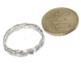 Einzelstück, Trauring, zarter Ring "geflochten" aus 925 Silber, gleichlaufend, poliert, vier Runddrähte flach verflochten, Ringweite 59, dazu paßt Ri 364 -	Unikatschmuck nur erhältlich im Onlineshop von Juwelier & Goldschmiede Danilo! 