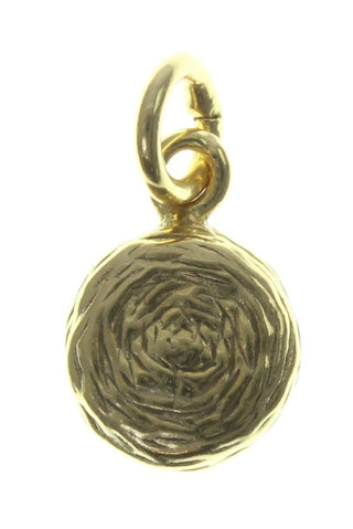 Einzelstück, zierlicher runder Anhänger aus 925 Silber vergoldet "Button", asymmetrische konzentrische Linien, die an eine gefüllte Rose erinnern	
-	Einzelstücke nur erhältlich bei www.danilogold-shop.de
 