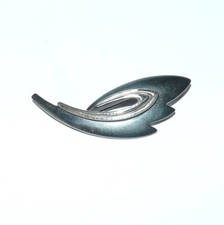 Einzelstück, zweifarbige Brosche "Schwungfeder" aus 925 Silber geschwärzt + hell, Kugelsicherung, matt  und poliert -	Einzelstücke nur erhältlich bei www.danilogold-shop.de