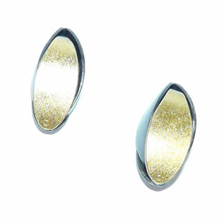 zweifarbiger Ohrstecker "Olive" Silber schwarz + gold / Ohr 0121