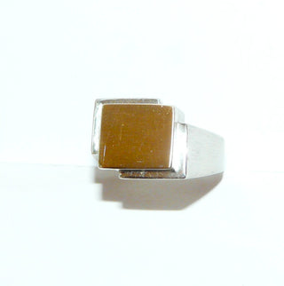 handgefertigtes Einzelstück, zweifarbiger Unikat-Ring, Herrenring aus 925 Silber poliert + einer mattierten, rechteckigen Belötung aus 585 Gelbgold, Ringweite 58 -	Handgefertigtes Unikat! Nur im Danilo Gold Online Shop!