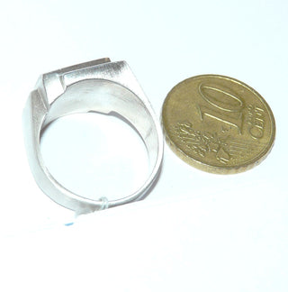 handgefertigtes Einzelstück, zweifarbiger Unikat-Ring, Herrenring aus 925 Silber poliert + einer mattierten, rechteckigen Belötung aus 585 Gelbgold, Ringweite 58 -	Handgefertigtes Unikat! Nur im Danilo Gold Online Shop!