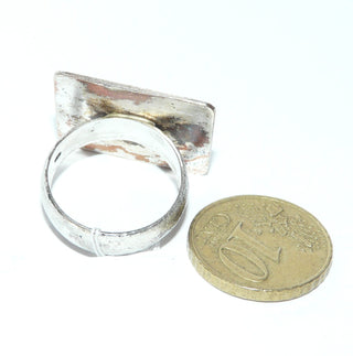 handgefertigtes Einzelstück, zweifarbiger Unikat-Ring aus 925 Silber + Kupfer in asiatischer Mokume-Gane-Technik, in typischer Maserung, Ringweite 55 -	Handgefertigter Schmuck nur erhältlich bei www.danilogold-shop.de 